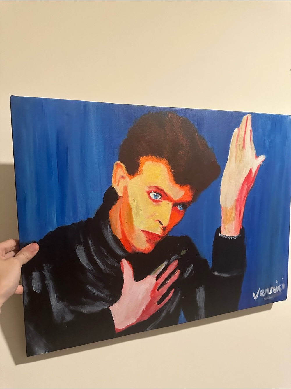 David Bowie Heroes painting 24x18 Hand-Painted Canvas Wall Art